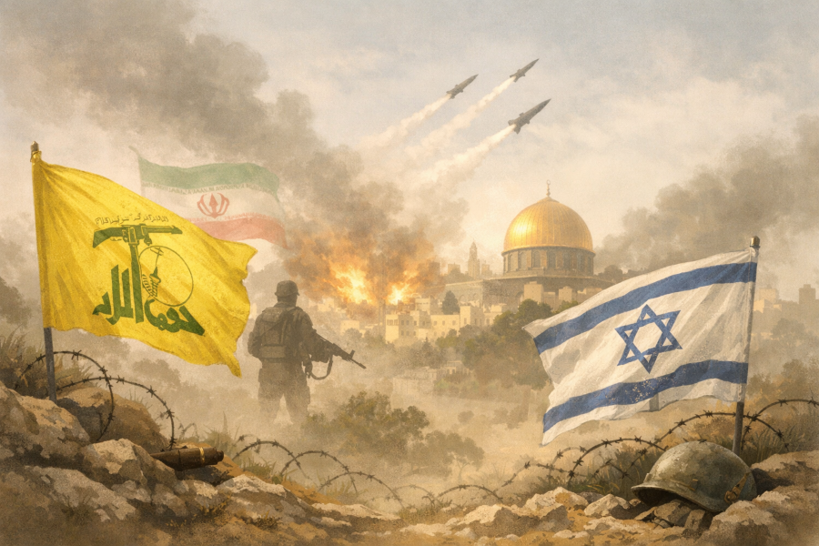 Ilustrasi perang Lebanon vs Israel. (Foto/CopilotAI)