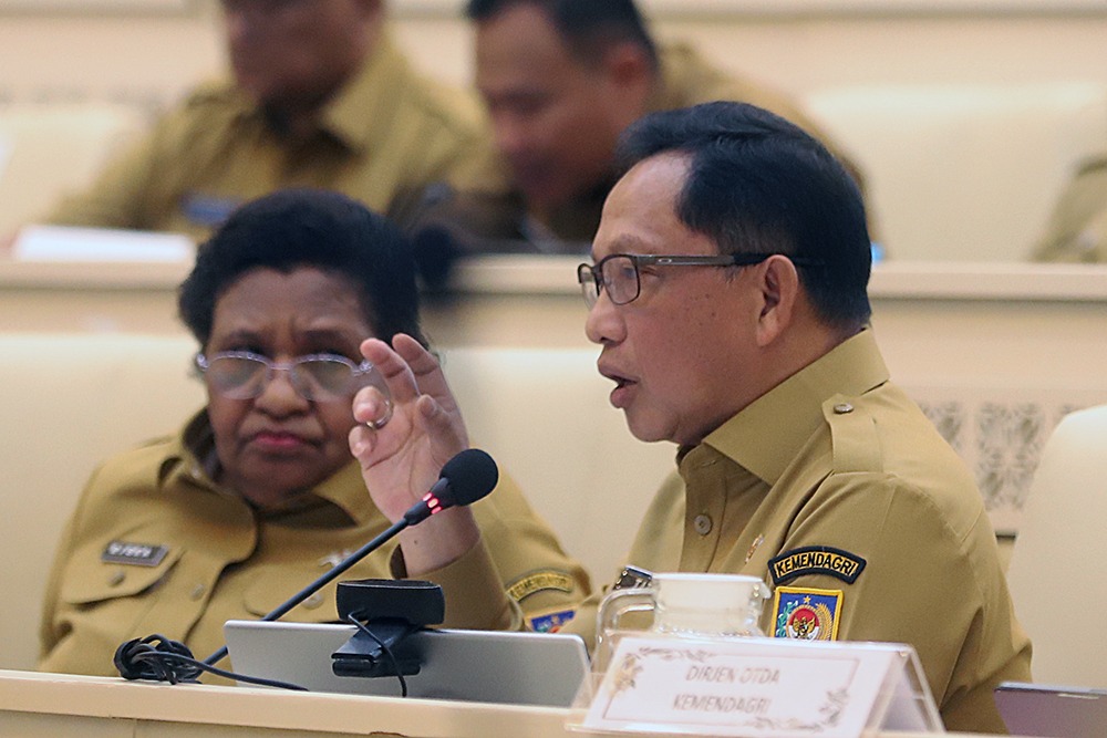 Menteri Dalam Negeri Tito Karnavian saat RDP dengan Komisi II DPR (BeritaNasional/Elvis).