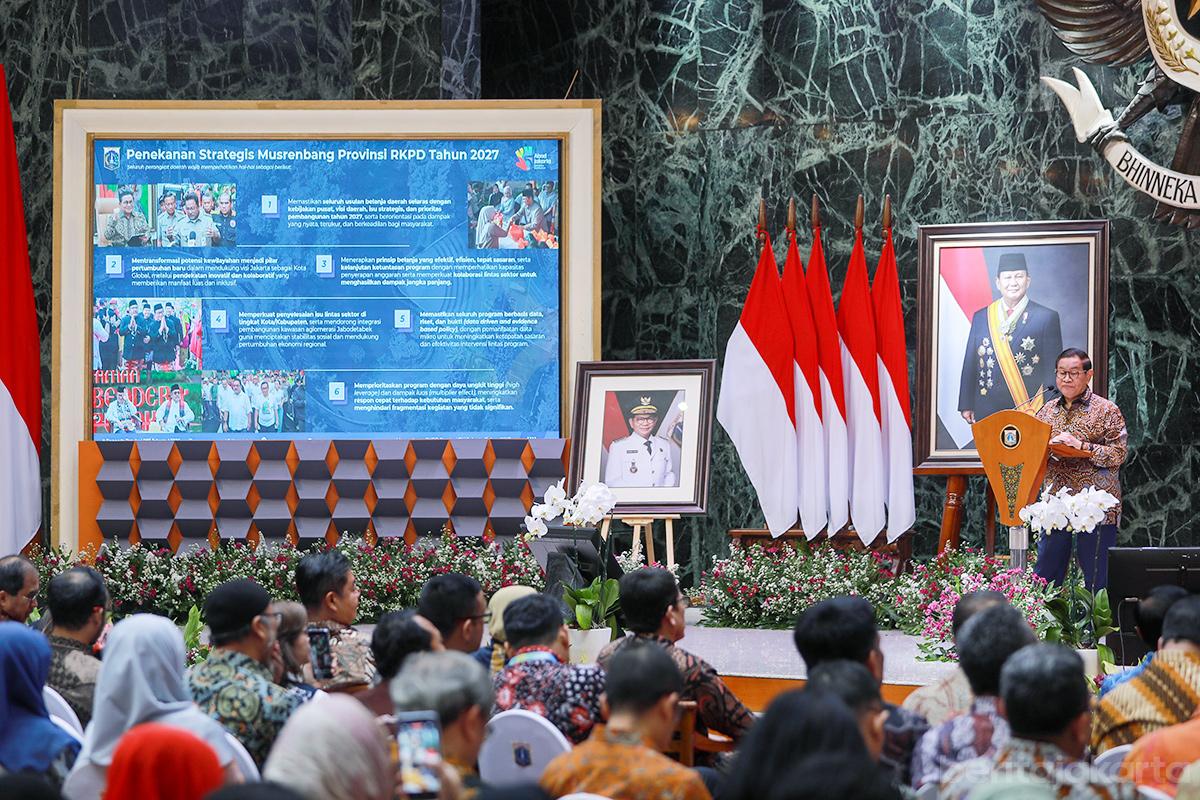 Gubernur DKI Jakarta Pramono Anung saat membuka Musrenbang 2027. (Foto/Pemprov DKI)
