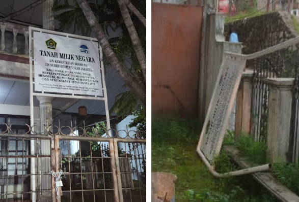 Plang aset milik negara dirusak. (BeritaNasional/istimewa)