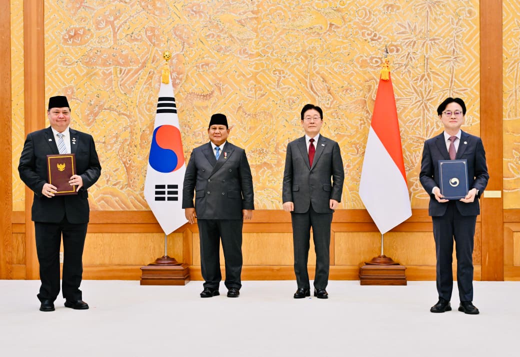 Presiden Prabowo Saksikan Pertukaran 10 MoU RI-Korsel. (BeritaNasional/Setpres)