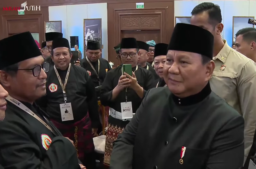 Presiden Prabowo Subianto saat membuka Munas IPSI. (Foto/YouTube Setpres)