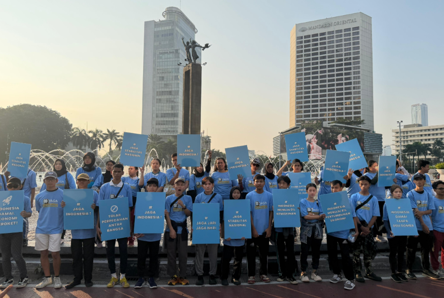 Aksi damai #JagaIndonesia yang digelar di area Car Free Day (CFD) di Bundaran Hotel Indonesia, Minggu (19/4/2026). (Foto/Ist)