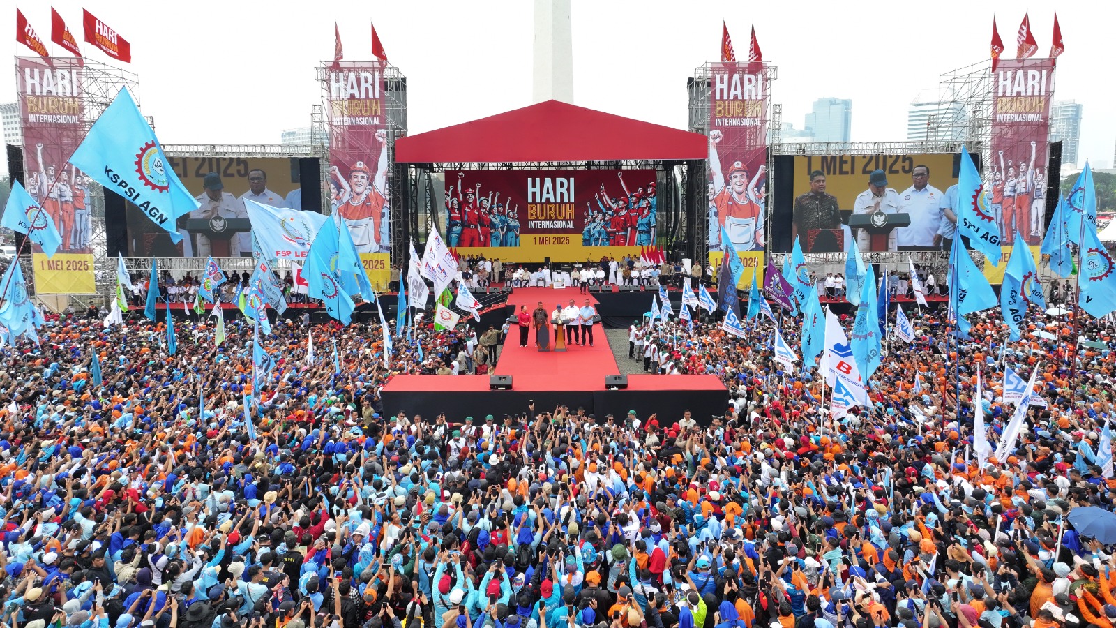 Peringatan 1 Mei - Hari Buruh Internasional (May Day) - Peringatan Hari Buruh 2025 di Monas. (BeritaNasional/BPMI Setpres)