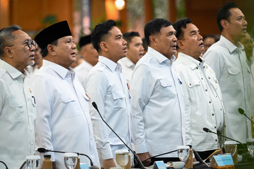 Wakil Presiden (Wapres) Gibran Rakabuming menghadiri acara Taklimat Presiden Republik Indonesia pada Rapat Kerja Pemerintah.  (BeritaNasional/Elvis/HO Setwapres)