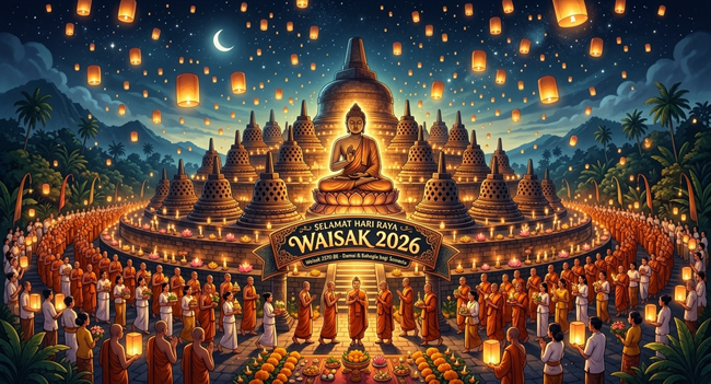 Ilustrasi hari waisak 2026. (Foto/Gemini AI)
