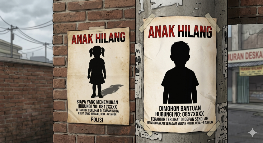 Peringatan 25 Mei - Hari Anak Hilang Sedunia. (BeritaNasional/Gemini AI)