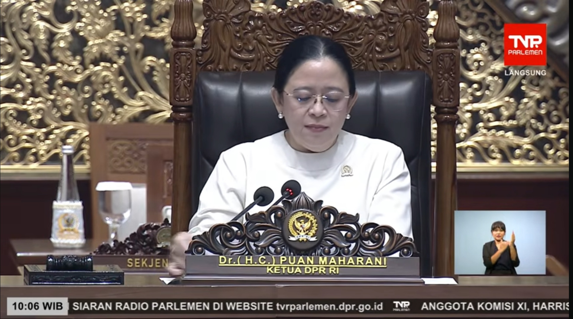 Ketua DPR Puan Maharani buka masa sidang V DPR. (BeritaNasional/tangkapan layar)