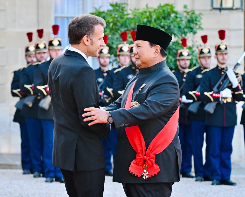 Presiden Prabowo Subianto bertemu Presiden Prancis Emmanuel Macron. (BeritaNasional/Setpres)