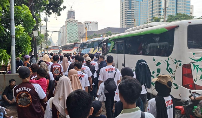 Perayaan May Day di Monas (Beritanasional/Lydia)