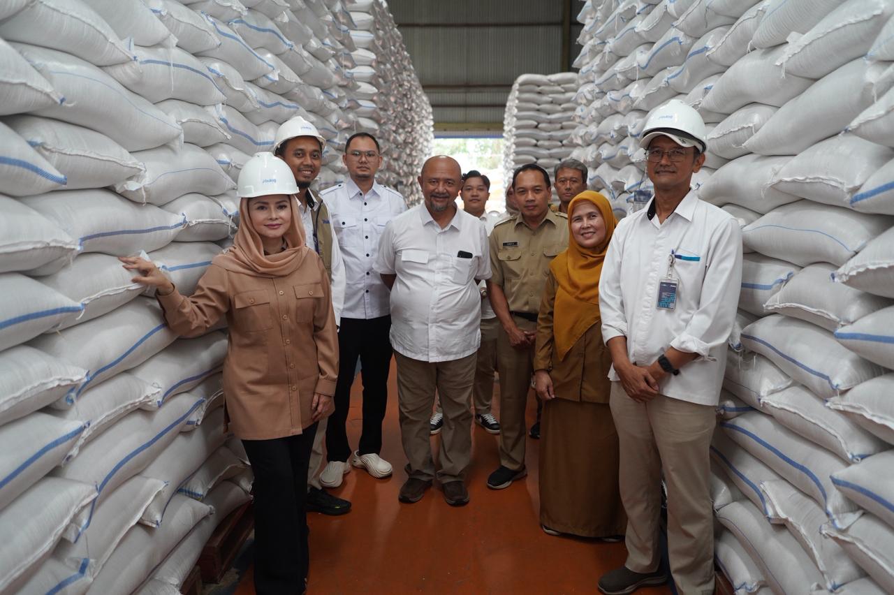 Pimpinan Fraksi Partai Gerindra DPR RI Novita Wijayanti meninjau Gudang Bulog Gumilir di Cilacap. (Foto/istimewa)