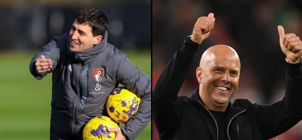 Pelatih Arne Slot (kanan) baru saja dipecat Liverpool. Andoni Iraola berpotensi menggantikan kursi kepelatihan The Reds. (Foto/Instagram Iraola dan Liverpoolfc)