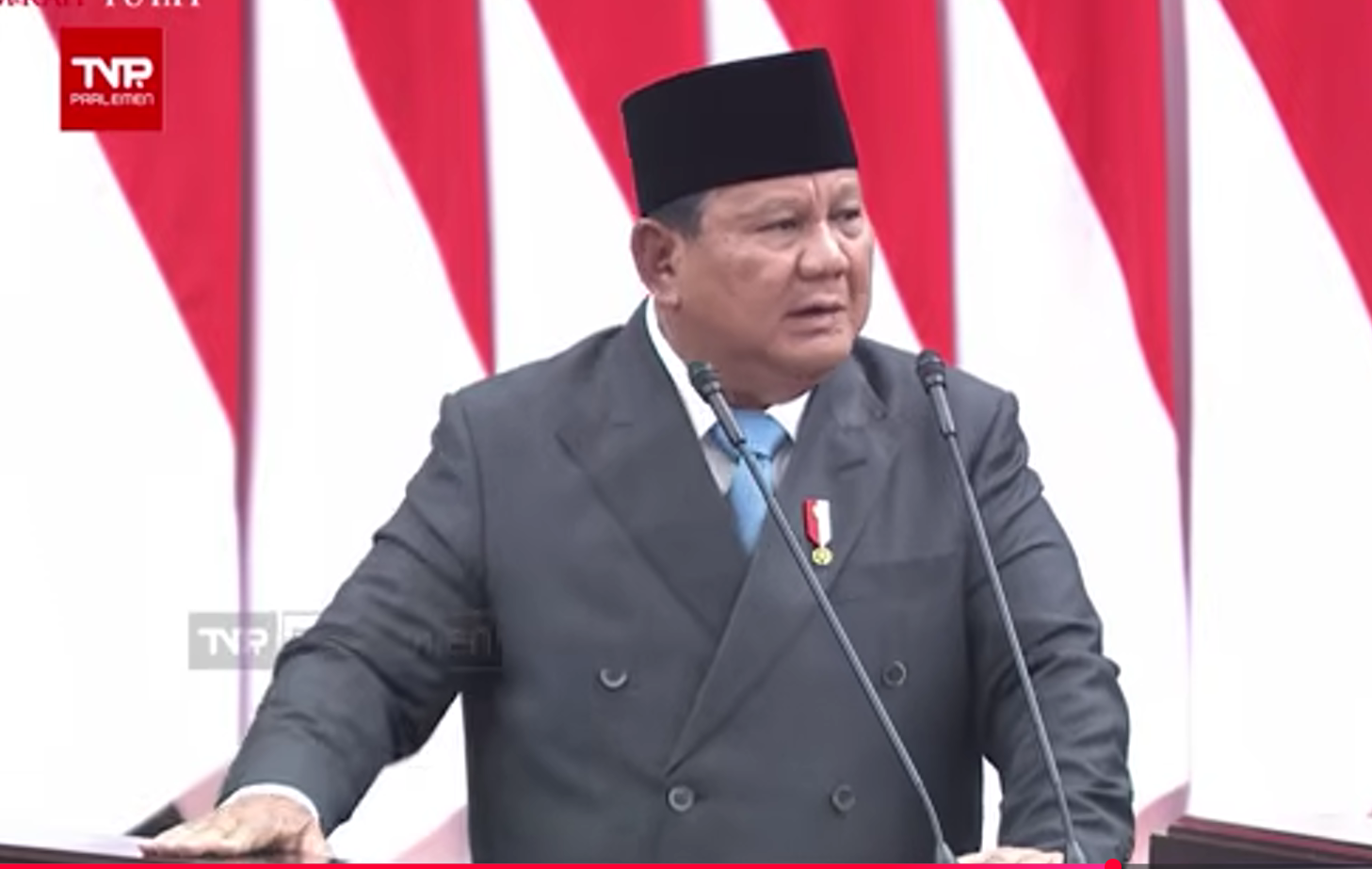 Presiden Prabowo Subianto dalam rapat paripurna DPR. (Foto/YouTube Sekretariat Presiden)