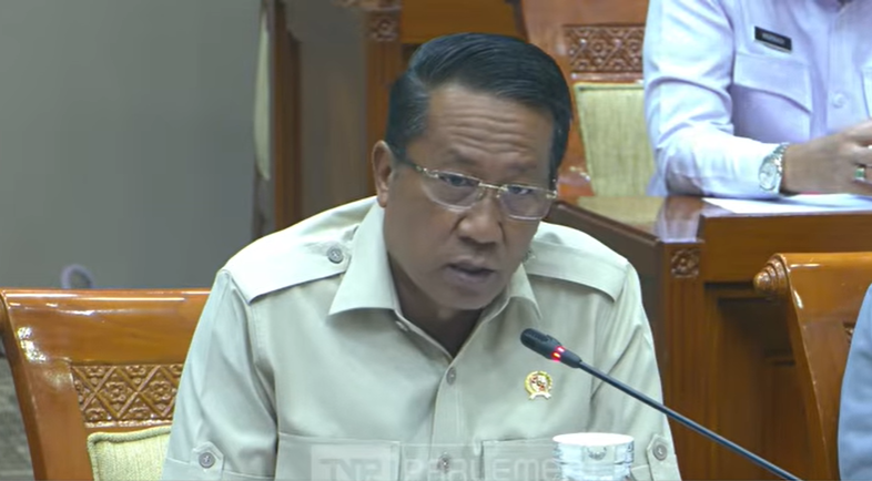 Menteri Hukum Supratman Andi Agtasdi Rapat Kerja Komisi III DPR di Kompleks Parlemen Senayan, Jakarta, Senin (25/5/2026). (BeritaNasional/YT DPR).  (Beritanasional.com/Oke Atmaja)