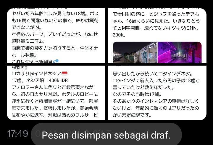 Unggahan di media sosial tentang aktivitas jaringan pedofilia. (BeritaNasional/Bachtiarudin)