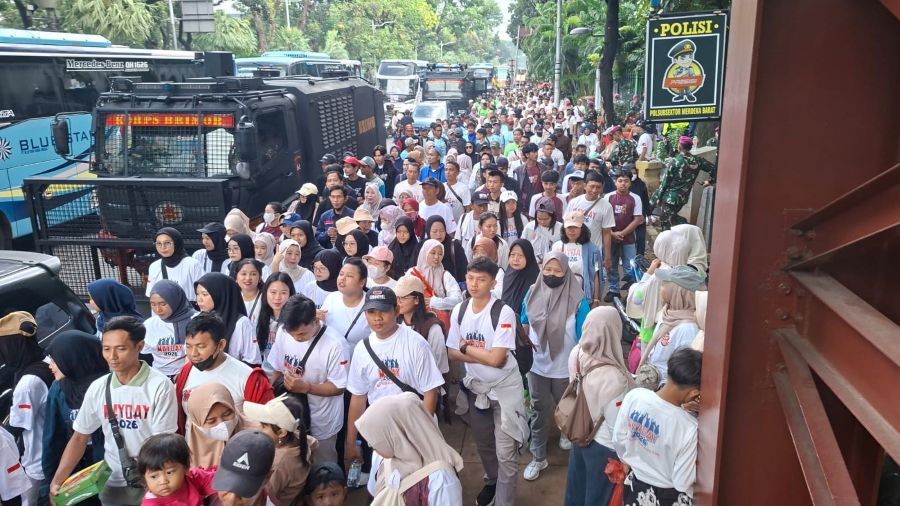 Perayaan Hari Buruh di Monumen Nasional, Jakarta, Jumat (1/5/2026). (BeritaNasional/Lydia)