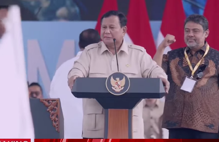 Presiden Prabowo hadiri Hari Buruh 2026 di kawasan Monumen Nasional, Jakarta Pusat. (Foto/Tangkapan Layar)