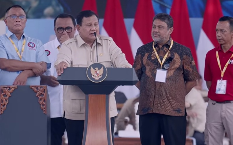 Presiden Prabowo hadiri Hari Buruh (Foto/Setpres)