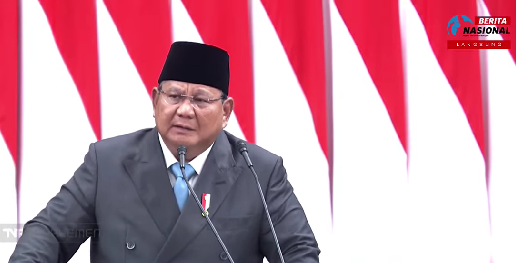Presiden Prabowo di Rapat Paripurna DPR RI ke-19 Masa Persidangan V Tahun Sidang 2025–2026, Rabu (20/5/2026). (Foto/tangkapan layar)