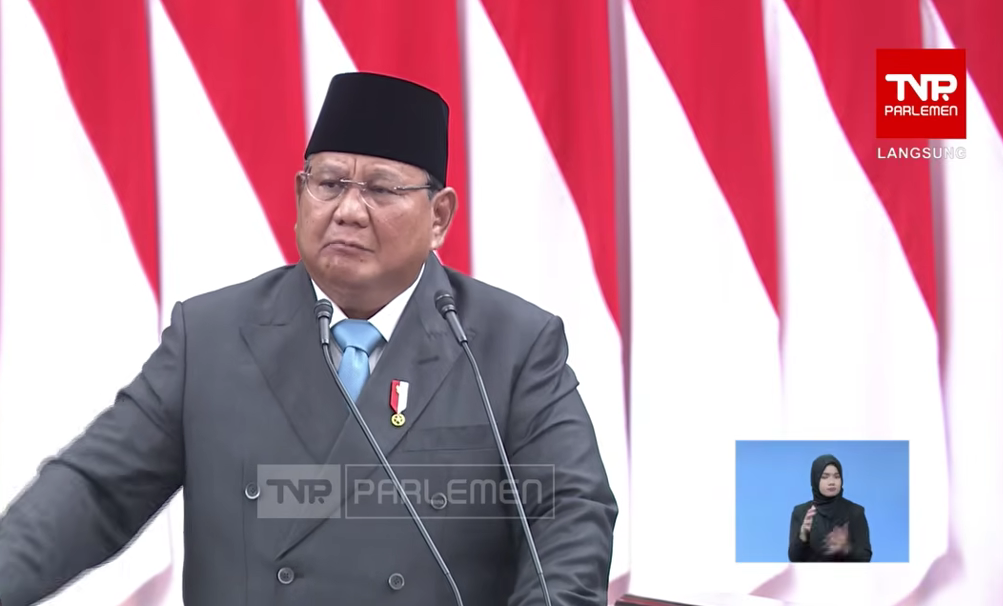 Presiden Prabowo di Rapat Paripurna DPR RI ke-19 Masa Persidangan V Tahun Sidang 2025–2026, Rabu (20/5/2026). (Foto/tangkapan layar)