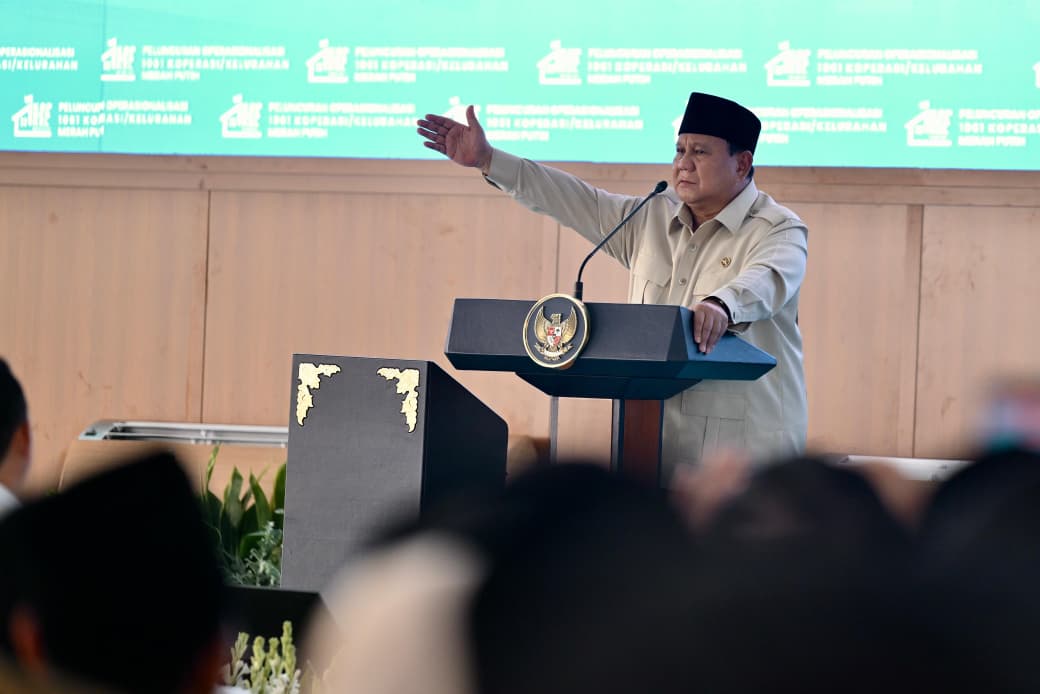 Presiden Prabowo Subianto berpidato. (BeritaNasional/Setpres)