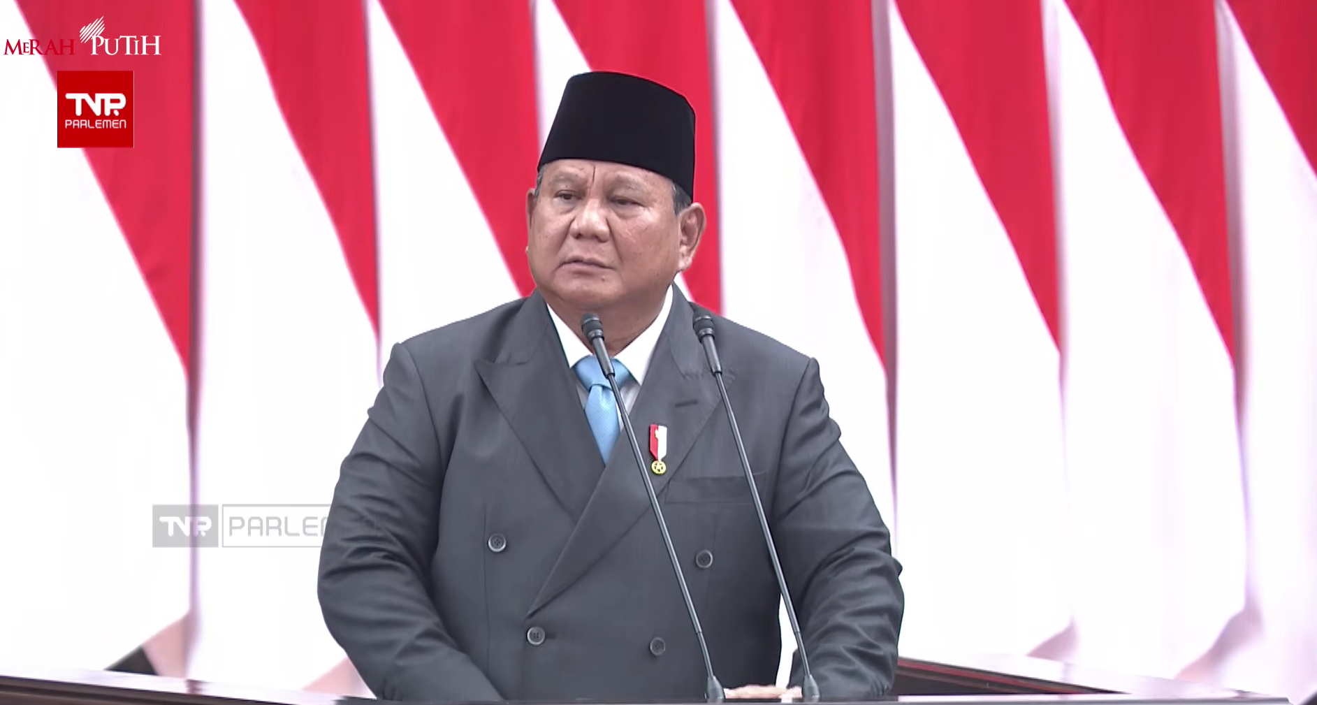 Presiden Prabowo Subianto saat rapat di Paripurna DPR. (Foto/YouTube Sekretariat Presiden)