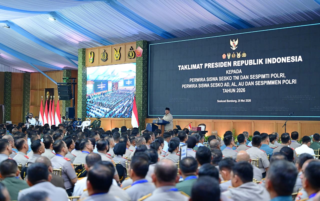 Presiden Prabowo Subianto di Komplek Sekolah Staf dan Komando Angkatan Darat (Seskoad), Bandung, Jawa Barat, Senin (25/5/2026). (BeritaNasional/BPMI Setpres)