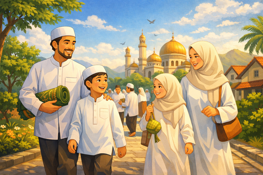 Ilustrasi suasana idul adha 2026. (Foto/Copilot AI)