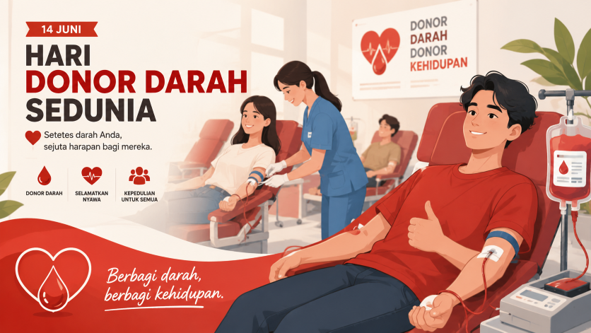 Peringatan 14 Juni - Hari Donor Darah Sedunia. (BeritaNasional/ChatGPT)