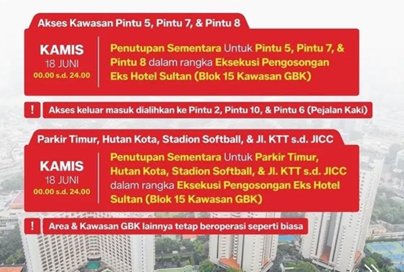 Sejumlah akses GBK ditutup (Foto/Ist)