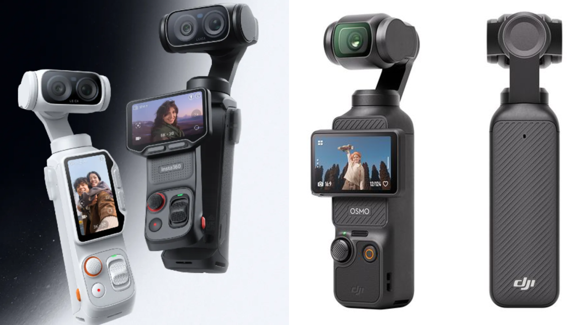 DJI Osmo Pocket 3 (kanan), Insta360 Luna (kiri). (BeritaNasional/DJI/Insta360)