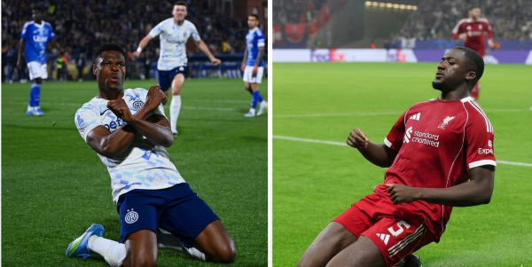 Bek Inter Milan Denzel Dumfries (kiri) dan eks pemain Liverpool Ibrahima Konate. (Foto/Instagram Denzel Dumfries dan Konate)