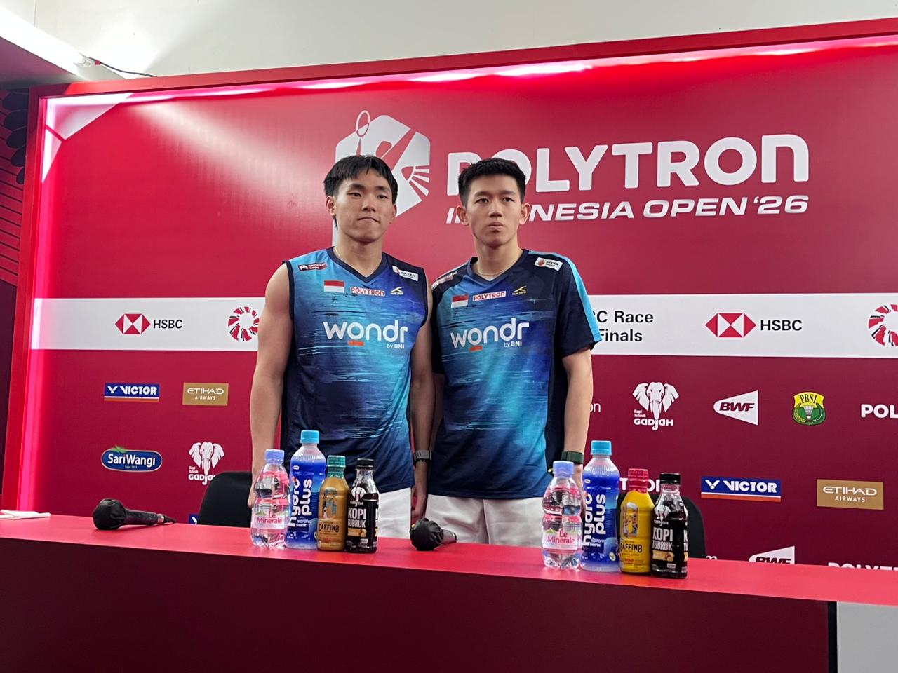 Pasangan ganda putra Indonesia Raymond Indra/Nikolaus Joaquin. (BeritaNasional/Ajeng Tiara)