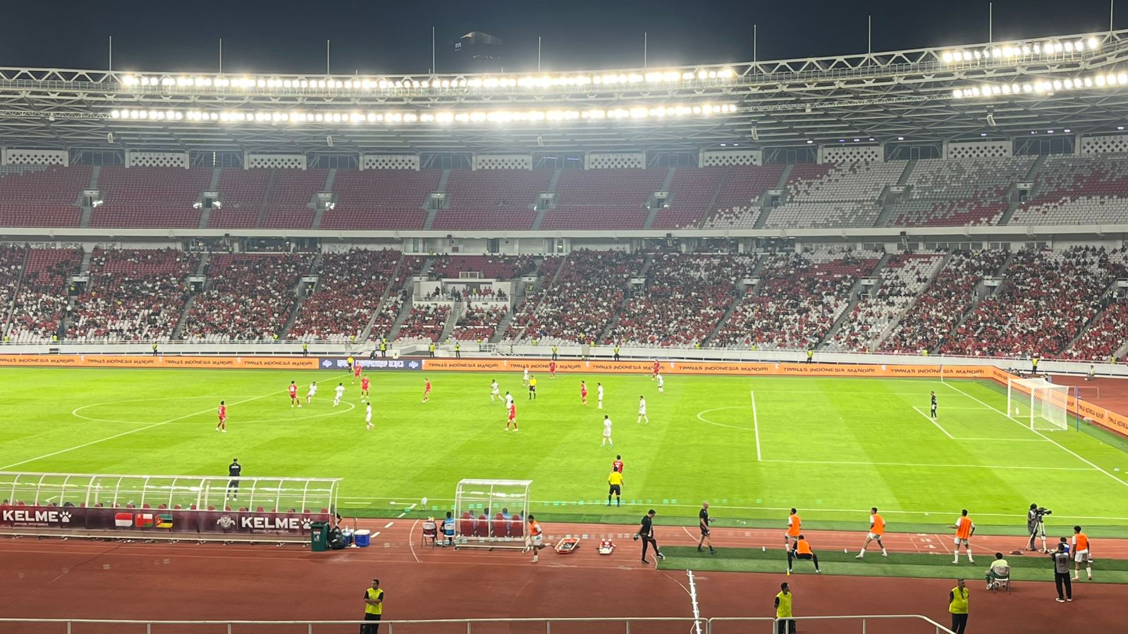 Pertandingan Timnas Indonesia vs Oman. (BeritaNasional/Harits).
