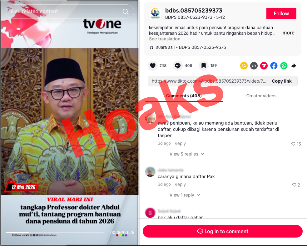 Hoaks Mendikdasmen Abdul Mu'ti umumkan Dana Pensiun 2026. (BeritaNasional/Kemdikdasmen)
