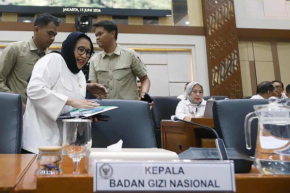 Kepala BGN Nanik S Deyang saat rapat dengan Komisi IX DPR. (BeritaNasional/Elvis)