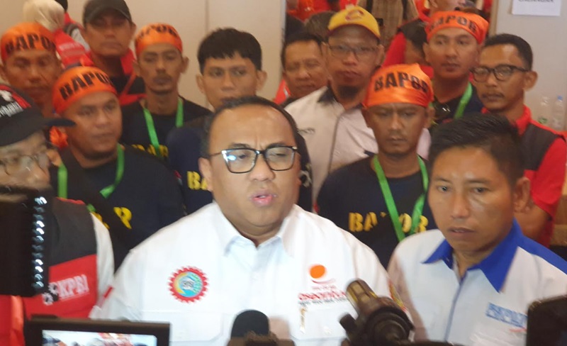 Presiden Konfederasi Serikat Pekerja Seluruh Indonesia (KSPSI), Andi Gani Nena Wea (Beritanasional/Bachtiar)