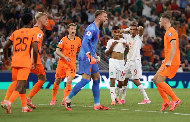 Pertandingan Belanda vs Maroko. (Foto/FIFA)