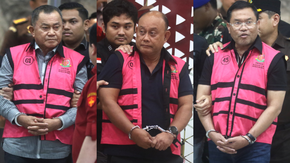 Tersangka dugaan tindak pidana korupsi MBG dan mantan Kepala dan Wakil Kepala BGN di Kejagung, Jakarta, Rabu (3/6/2026). (Beritanasional.com/Oke Atmaja)