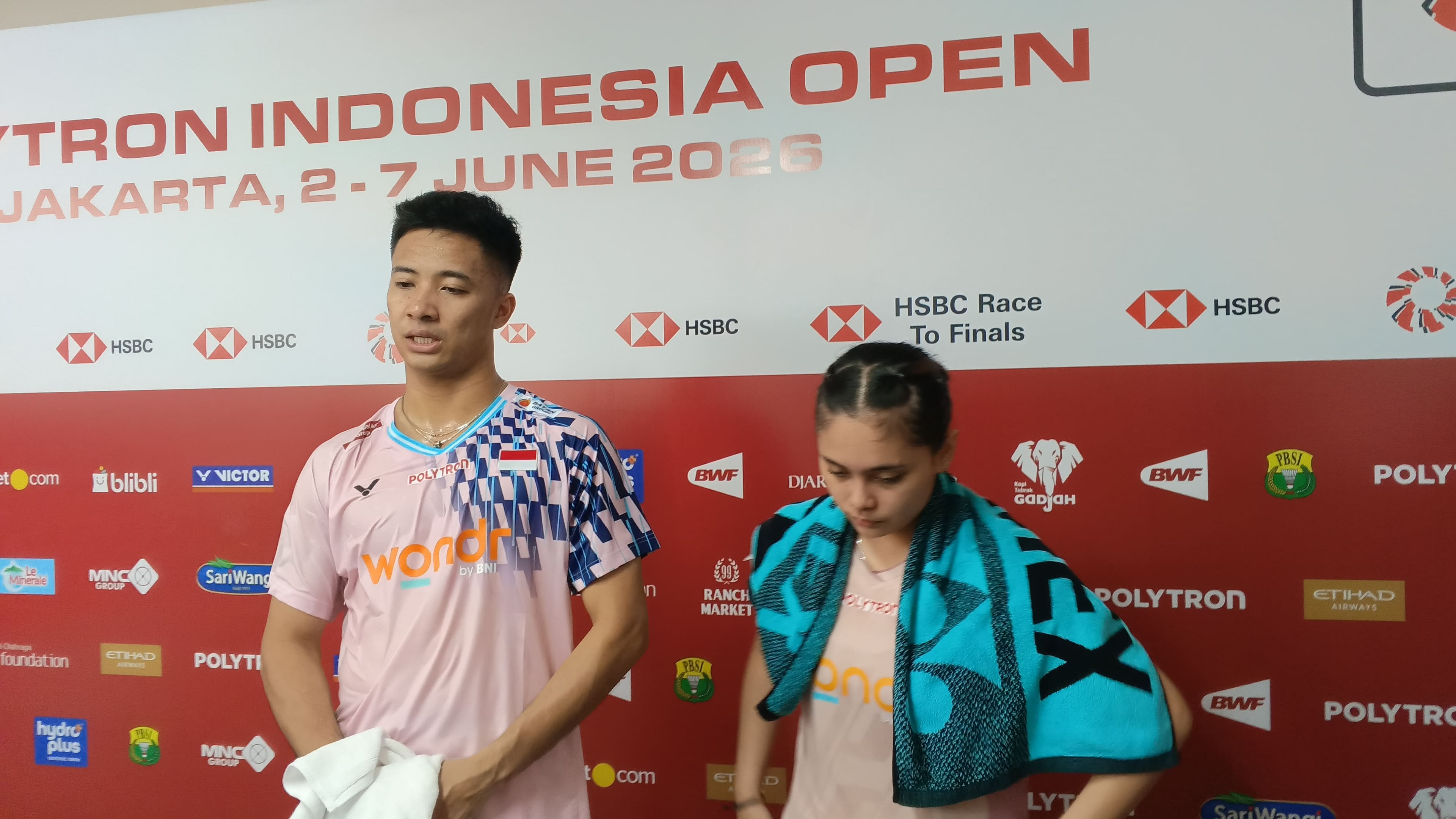 Pasangan ganda campuran Indonesia Dejan/Bernadine. (BeritaNasional/Hamdi)