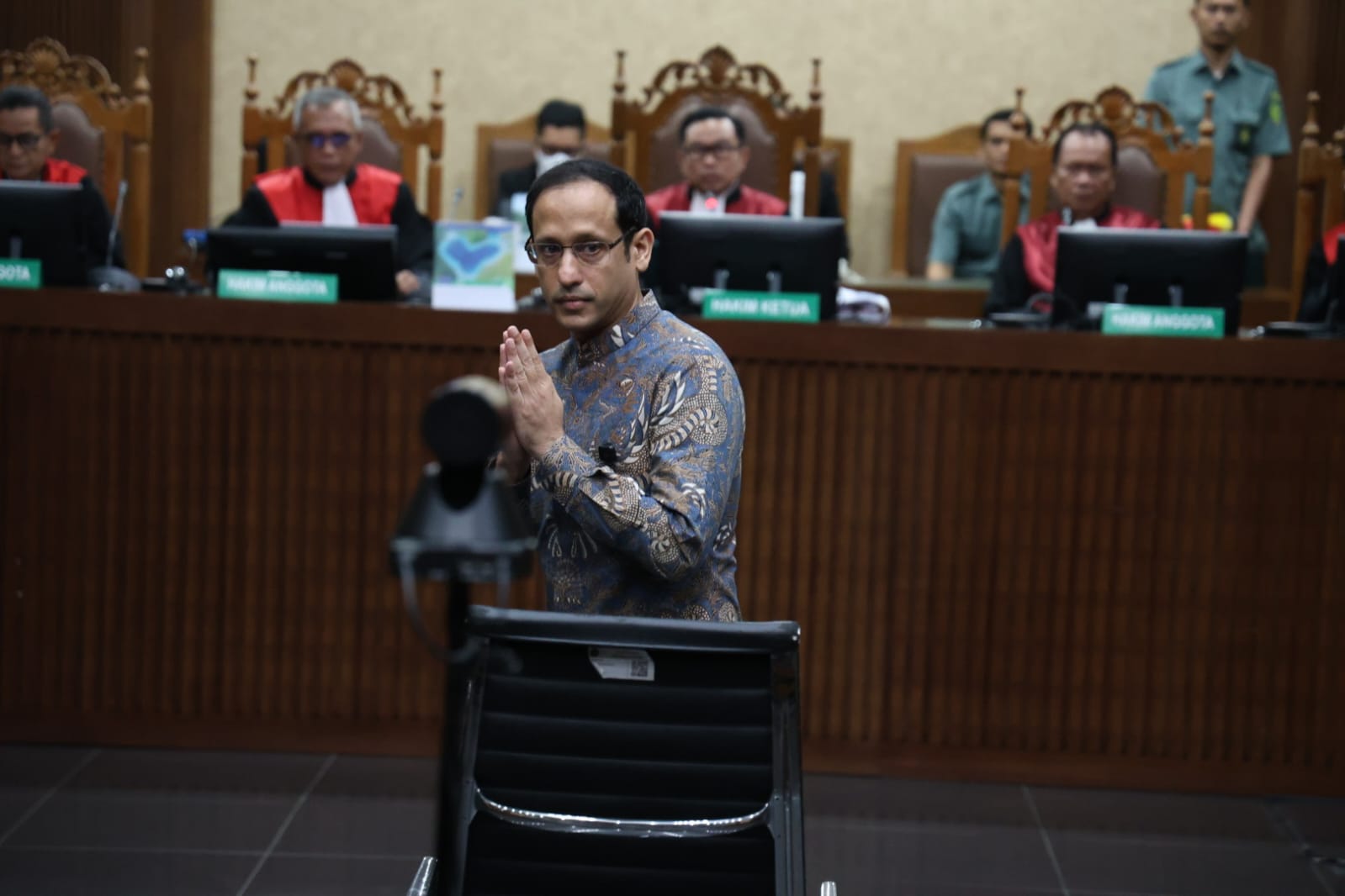 Nadiem Makarim usia dengarkan vonis hakim (BeritaNasional/Oke Atmaja)