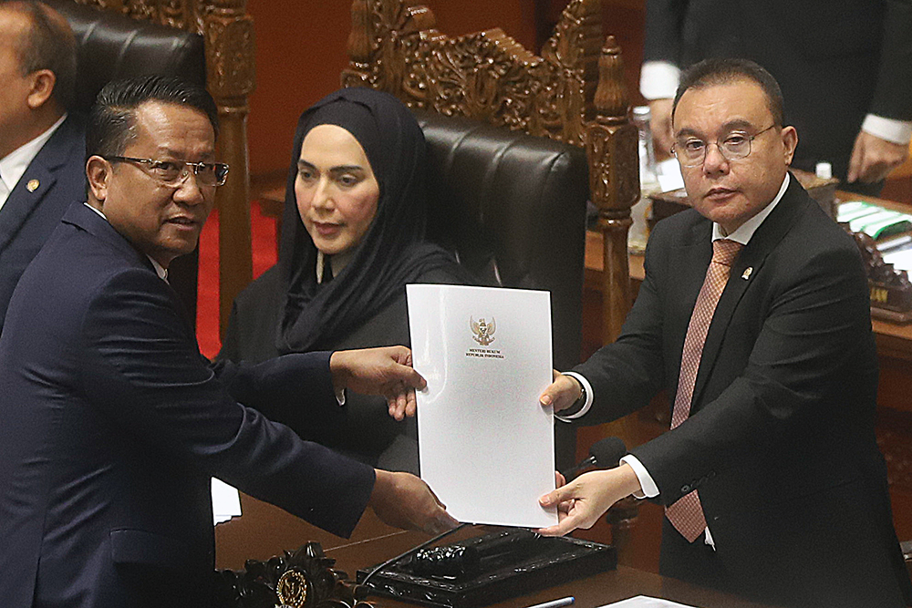 Paripurna DPR menyetujui RUU Polri menjadi UU. (BeritaNasional/Elvis Sendouw)