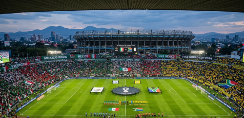 Ilustrasi pertandingan pembukaan Piala Dunia 2026 Meksiko vs Afrika Selatan. (Foto/Gemini AI)