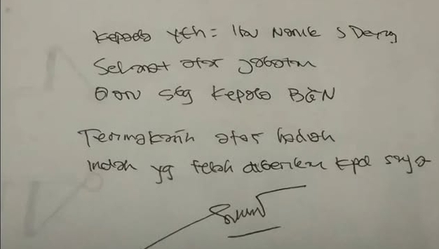 Suran Mantan Wakil Kepala BGN, Sony Sonjaya untuk Kepala BGN yang baru ditunjuk Nanik S Deyang, Kepala BGN baru. (Foto/IG: Sony)