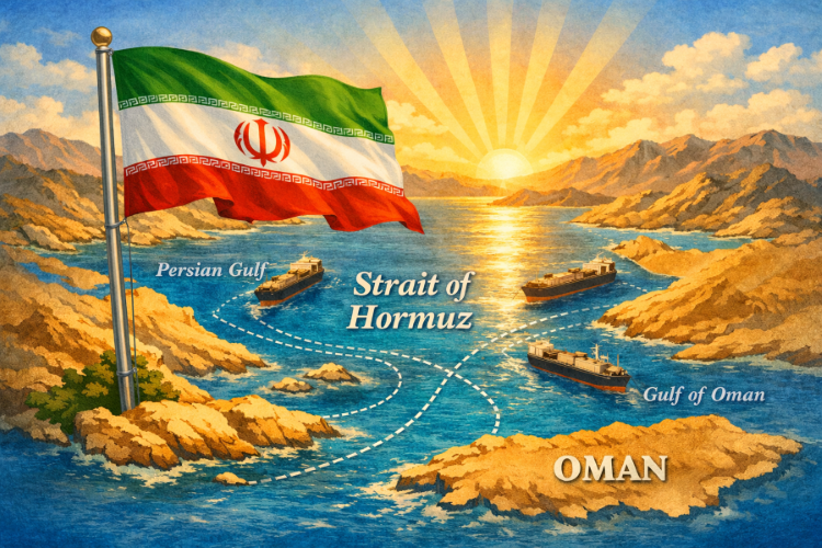 Ilustrasi iran dan selat hormuz. (foto/CopilotAI)