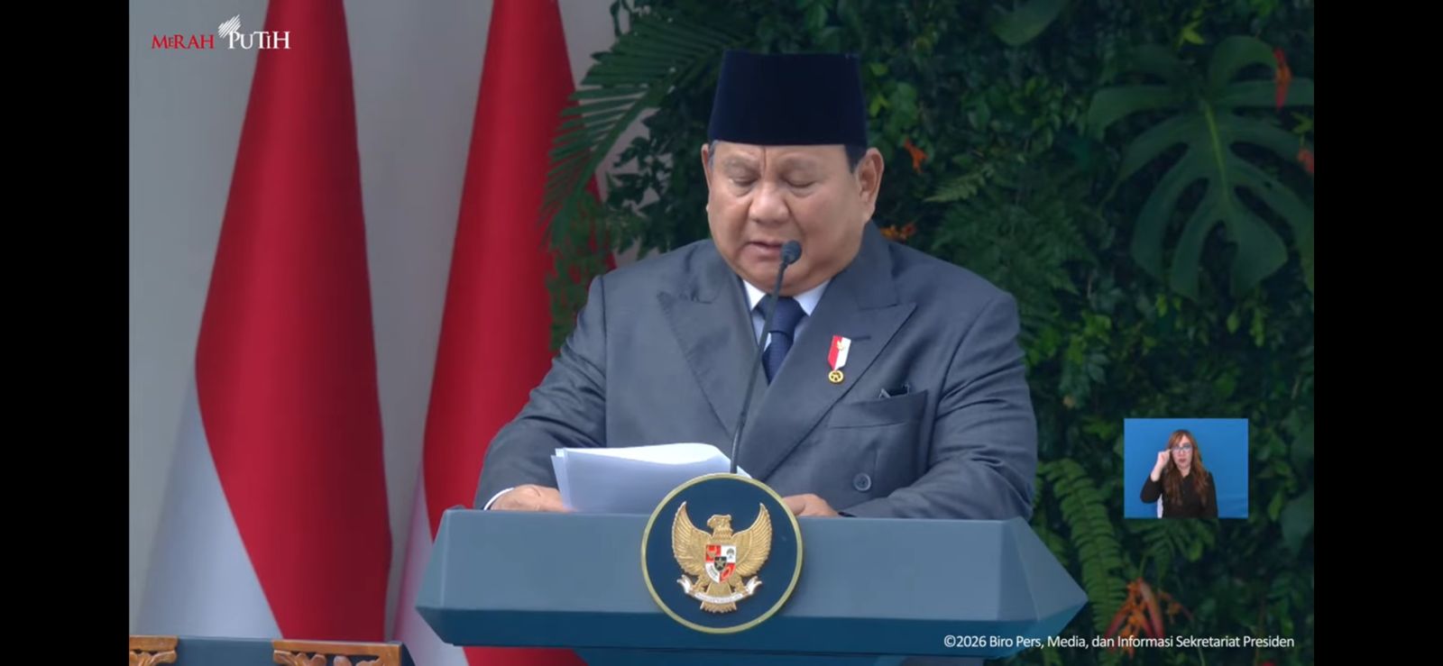 Presiden Prabowo Subianto menjadi inspektur Upacara Hari Lahir Pancasila. (Foto/YouTube Sektretariat Presiden).
