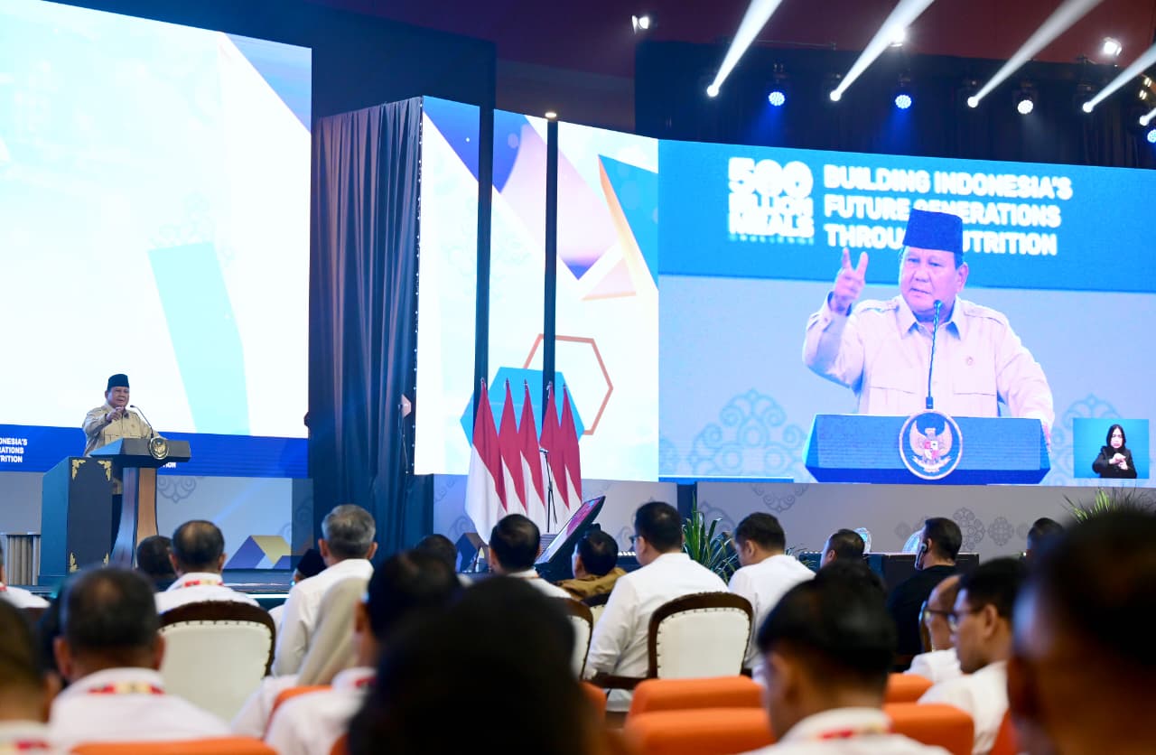 Presiden Prabowo Subianto di Sentul International Convention Center (SICC), Bogor, Jabar, Rabu (3/6/2026). (BeritaNasional/BPMI Setpres)