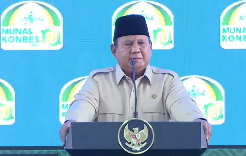 Presiden Prabowo dalam Konferensi Besar NU di Bangkalan, Jawa Timur, Selasa (23/6/2026). (Foto/tangkapan layar)