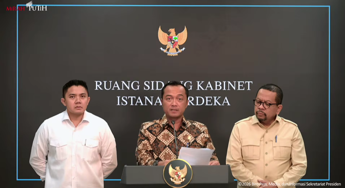 Menteri Sekretaris Negara Prasetyo Hadi saat memberikan keterangan pers. (Foto/YouTube Sekretariat Presiden)