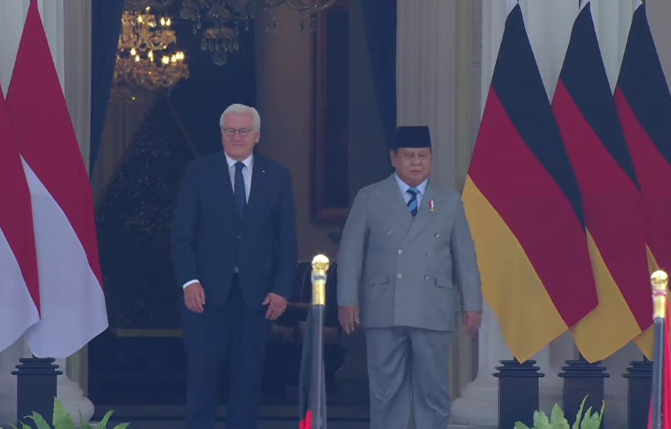 Momen kunjungan Presiden Republik Federal Jerman Frank-Walter Steinmeier di Istana Merdeka, Jakarta, pada Senin (15/6/2026). (Foto/Tangkapan layar)